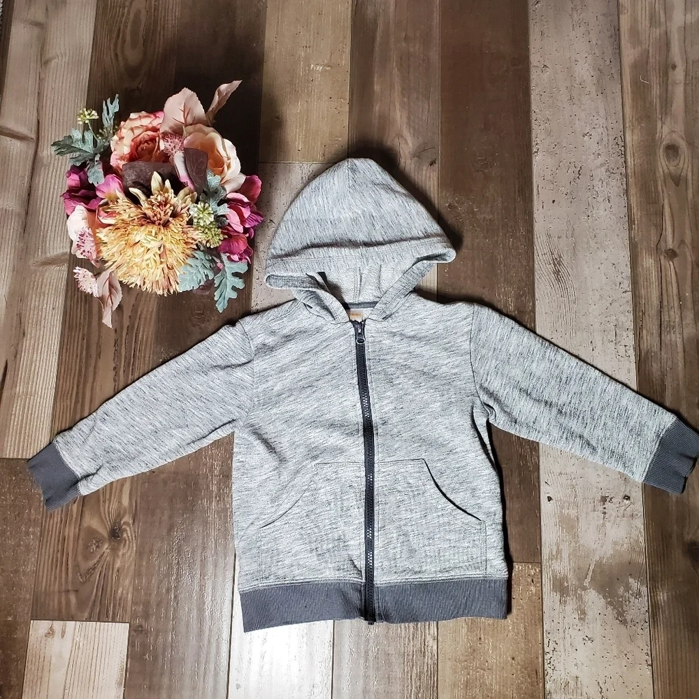 Gymboree Heathered Gray Full Zip-Up Hoodie Size 4T Toddler